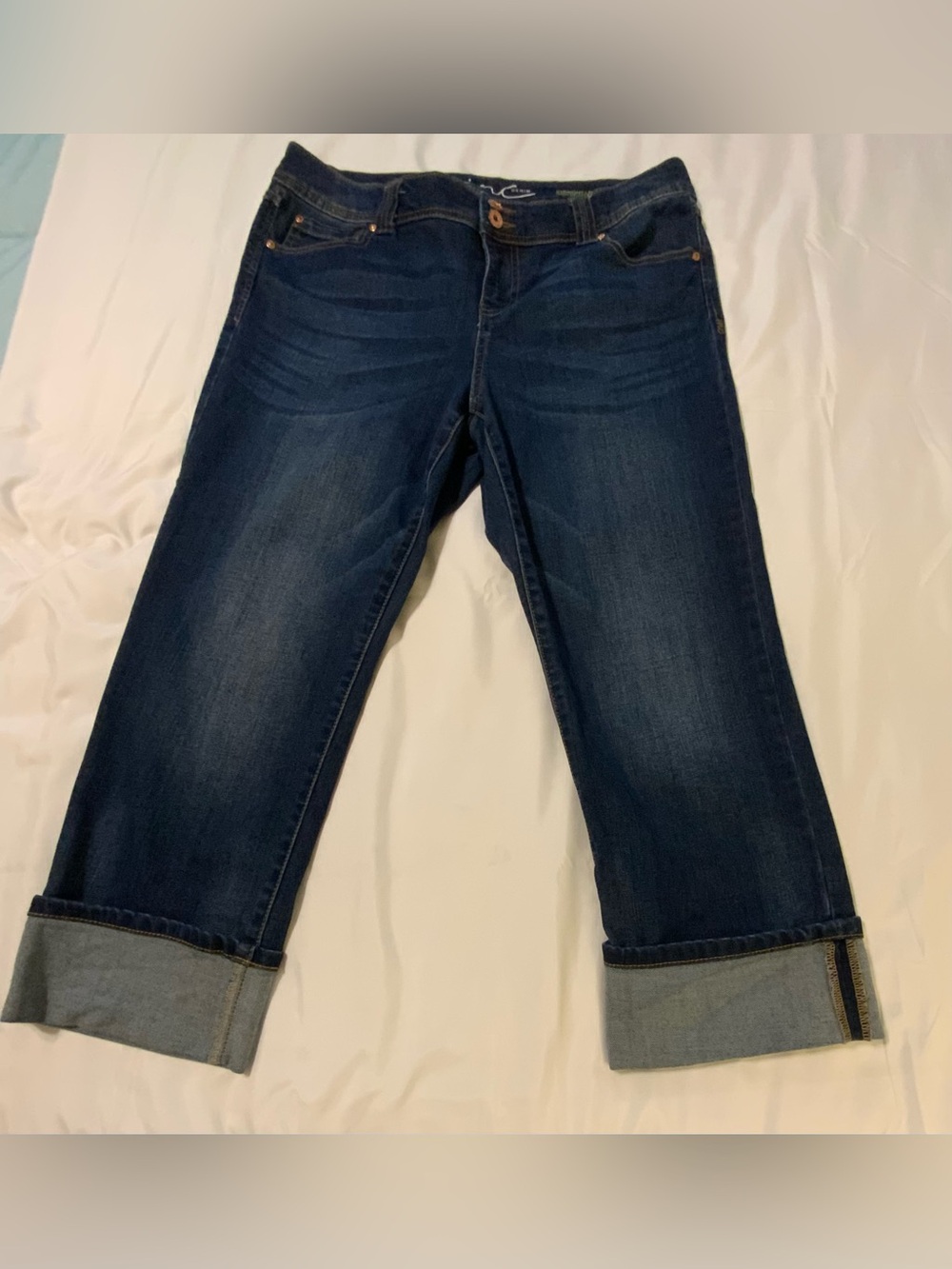 inc international concepts Womens Denim Straight Leg Curvy Fit Cuff Crop Size 12